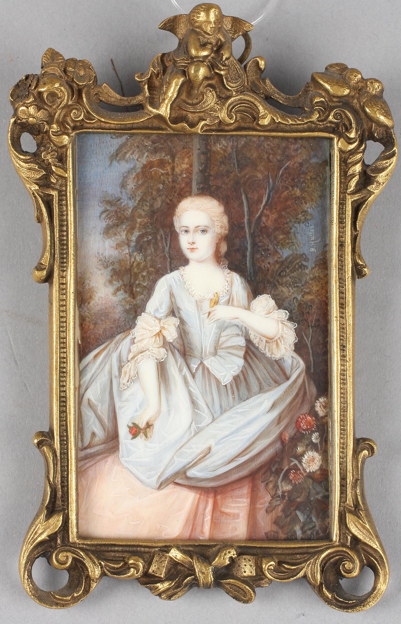 MINIATYRMÅLNING, sign B. Haller. 1800-tal.