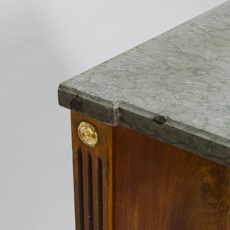 A late 19th century chest of drawers in late Gustavien style.