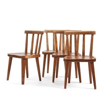 295. Axel Einar Hjorth, a set of four 'Utö' pine chairs, Nordiska Kompaniet, Sweden 1930s.