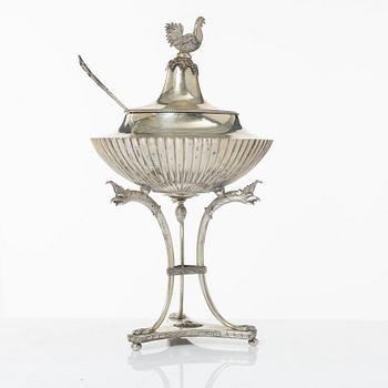 Adolf Zethelius, sockerskål med lock, silver, Stockholm 1813. Empire.