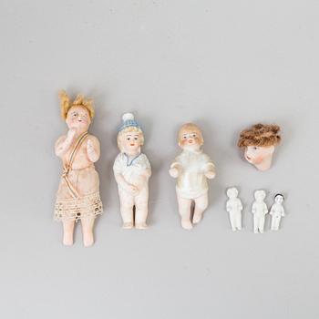 DOCKOR, 15 stycken, porslin och celluloid, bland annat Barbie, 1900-tal.