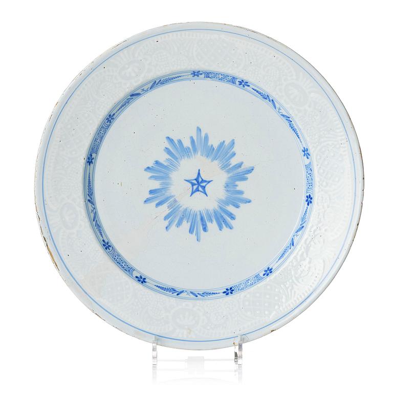 A Swedish faience Rörstrand serving dish, dated 22/2 (17)65.
