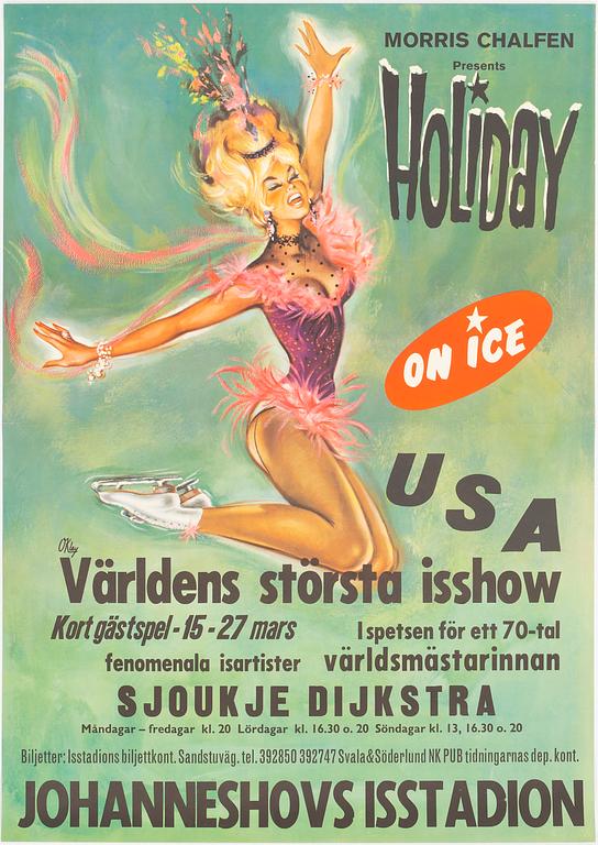 PIERRE O'KLEY, offset affish, "Holiday on Ice", Sjoukje Dijkstra, 1964-72.