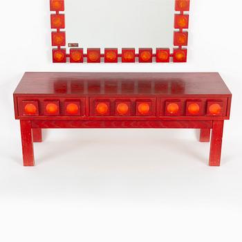 Ewa Wrangel and Lars-Göran Nilsson, hall furniture and mirror, Glas & Trä, Hovmantorp, second half of the 20th century.
