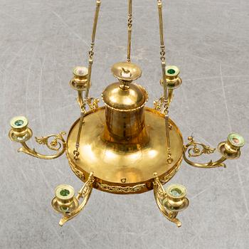 A six-light hanging lamp, late Empire, second half of the 19th century.