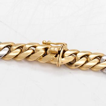 Armband, pansarlänk, 18K vit/gultguld. Utländska stämplar.