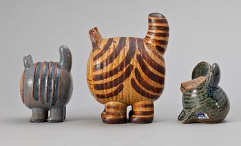 FIGURINER, 3 st, stengods. Lisa Larson, Gustavsberg.