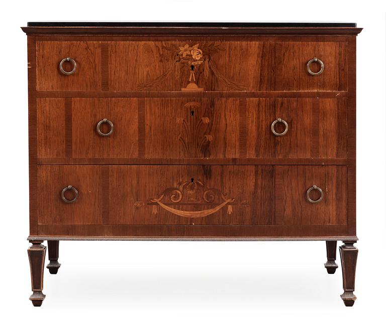 An Axel Einar Hjorth palisander chest of drawers, probably by cabinetmaker Hj Wickström 1927.
