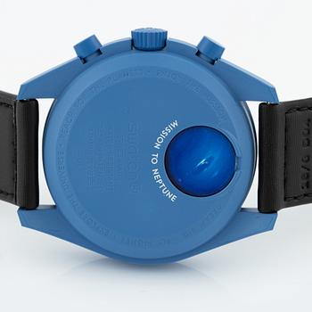 Swatch/Omega, MoonSwatch, Mission to Neptune, kronograf, armbandsur, 42 mm.