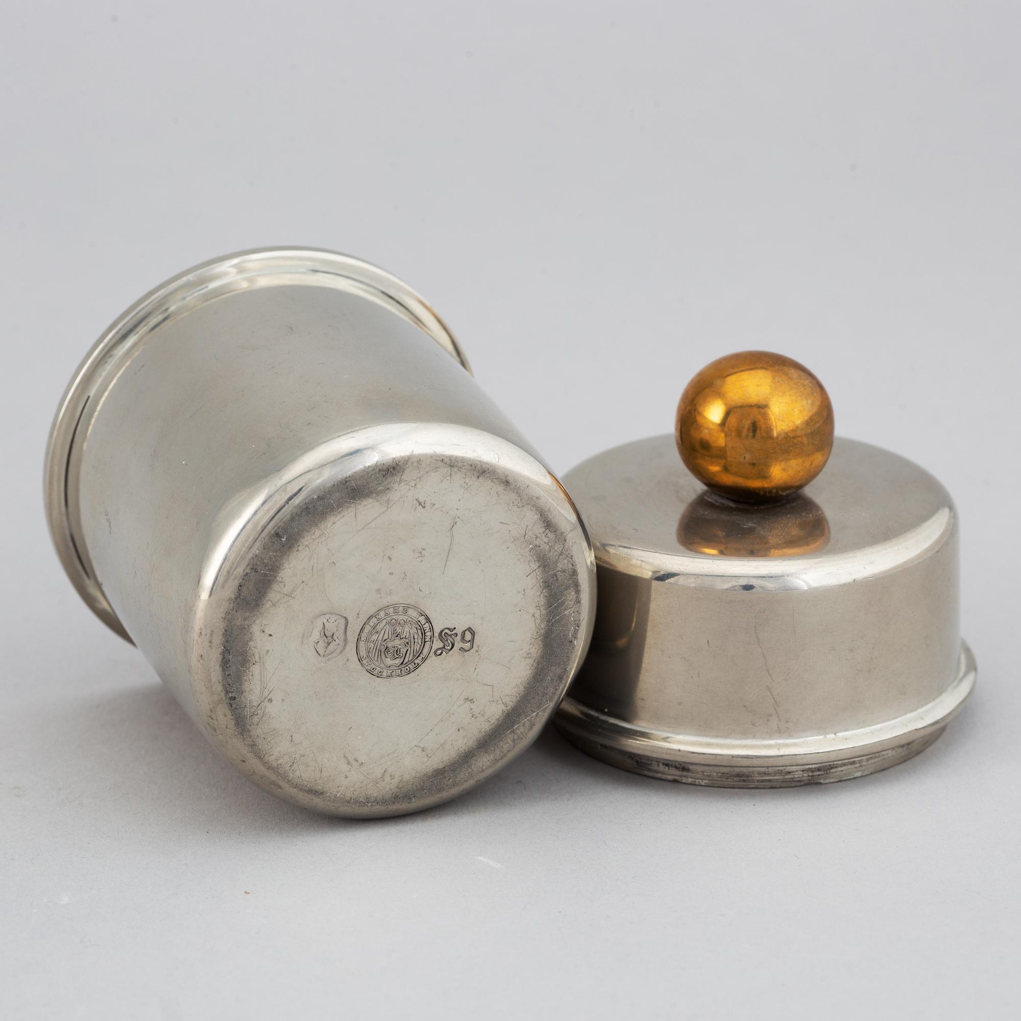 Firma Svenskt Tenn, a pewter lidded jar, Stockholm 1968.