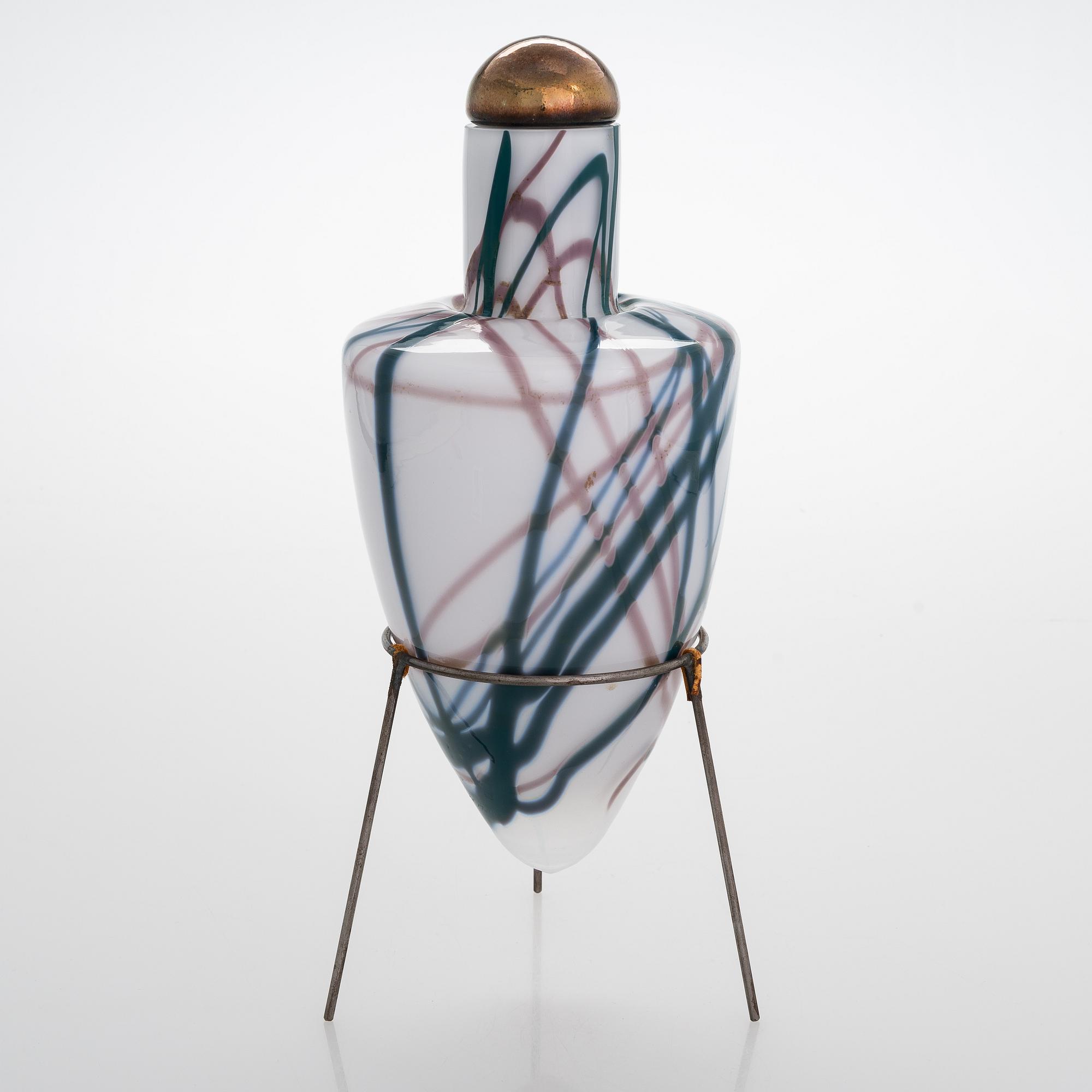 Markku Salo, A unique 'Amphora' art glass object, signed M. Salo Nuutajärvi Notsjö 1989.