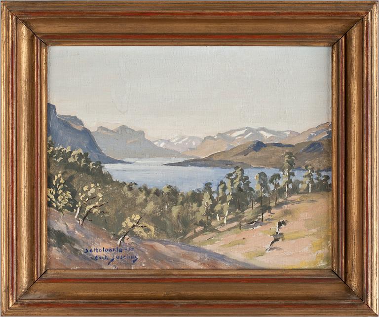 ERIK JUSELIUS, olja på pannå, sign o dat Saltoluokta -35.