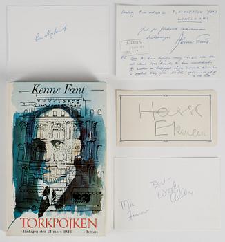 AUTOGRAFER AV REGISSÖRER OCH SKÅDESPELARE, 5 st, främst Woody Allen, egenhändiga.