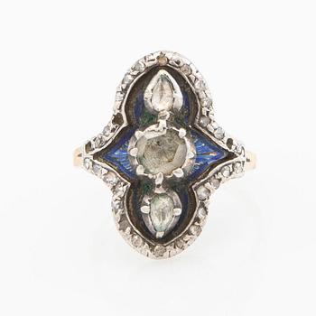 Ring, 18K gold and enamel, set with brilliant-cut diamonds.