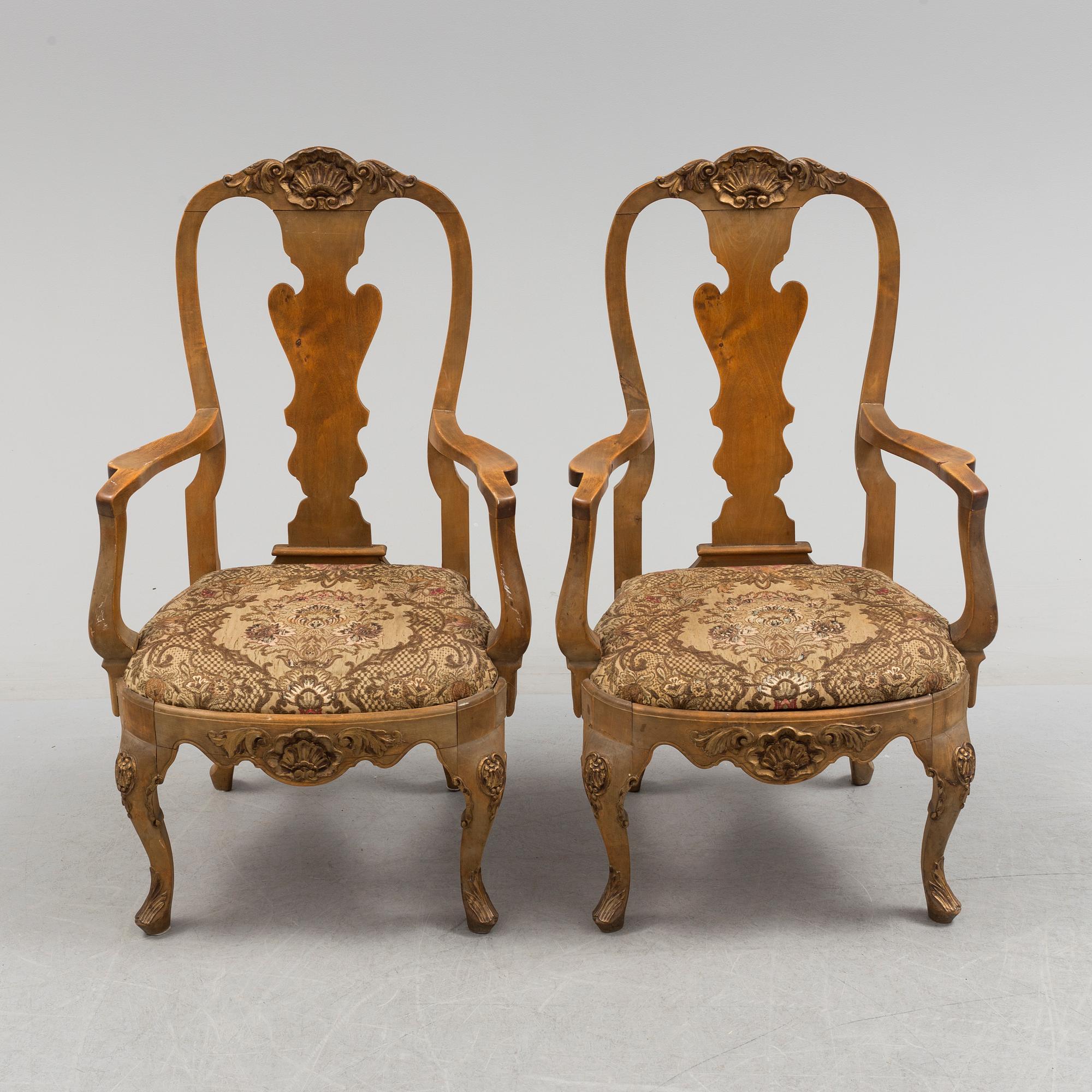 A pair of rococo style chairs.