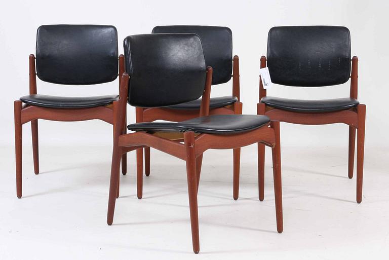 STOLAR, 4 st, teak, Ørum Møbelfabrik, Danmark, brännstmpl, 1950/1960-tal.