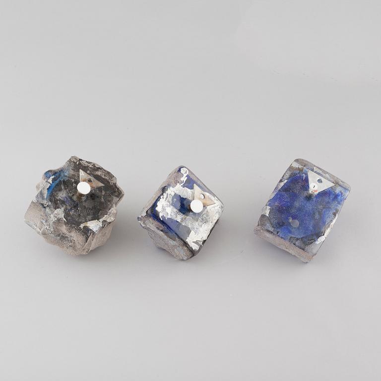 Three glass sculptures by Claes Uvesten.