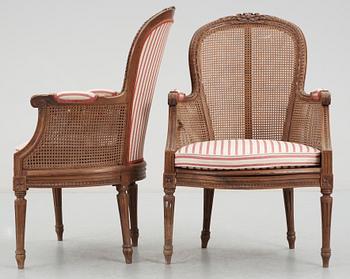 BERGERE, ett par, snarlika, rokokostil, 1800/1900-tal.