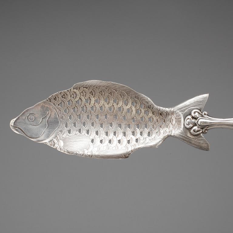 FISKSPADE, nysilver, troligen GBF, Stockholm, sekelskiftet 1800/1900.