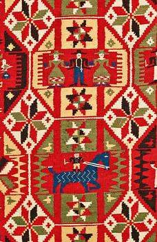 A BED COVER, flat weave, ca 183 x 134,5 cm, Scania  (Skåne) 1853.