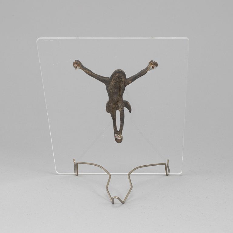 A bronze crucifix, probably 15th/16th century.