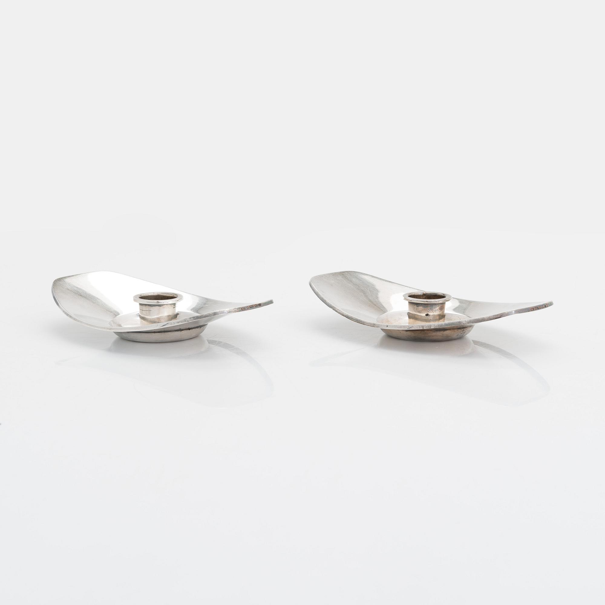 Bertel Gardberg, a pair of silver candleholders for Kultakeskus, Hämeenlinna 1958.