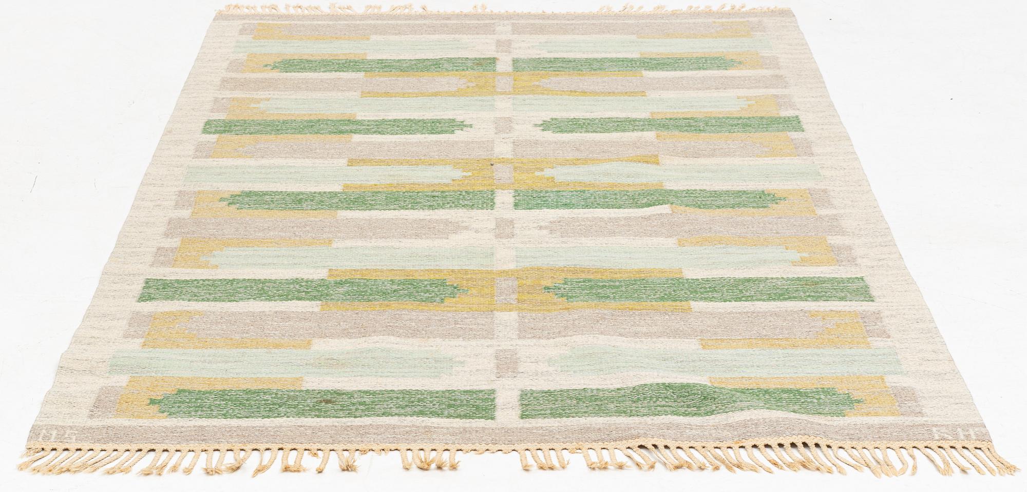 Mary Sandberg, a carpet, flat weave, circa 250 x 170 cm, signed MS KH.