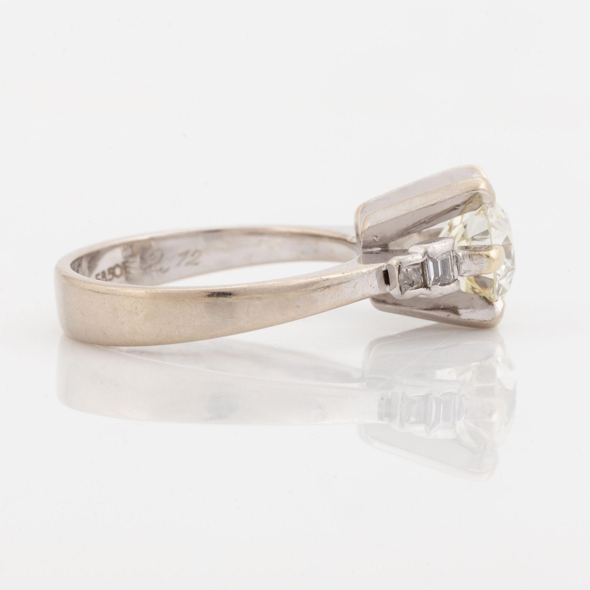 2.12 ct brilliant cut diamond ring.