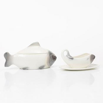 Fiskservis, 33 delar, flintgods, Waechtersbach, Tyskland, 1900-talets första hälft.