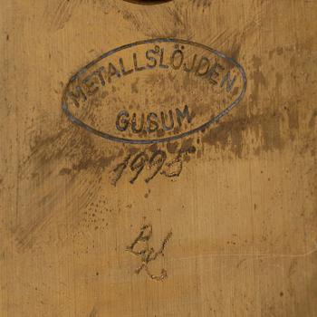 A pair of brass wall candelabras, for Gusum, signed BK and dated 1995 and 1997.