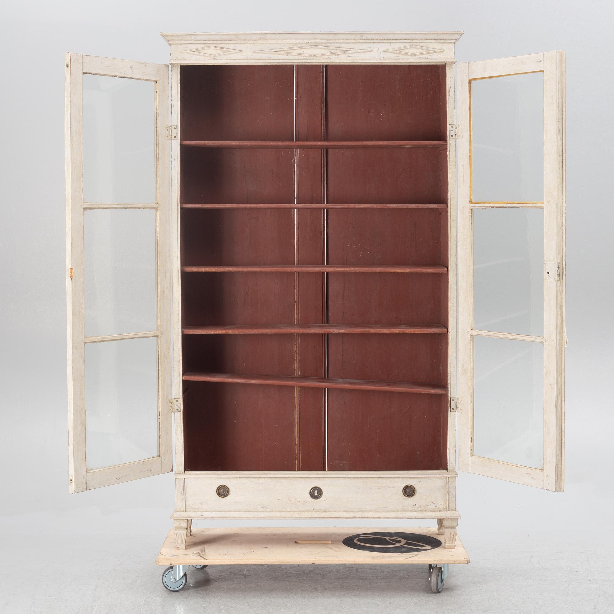 A Gustavian style display cabinet, circa 1900.