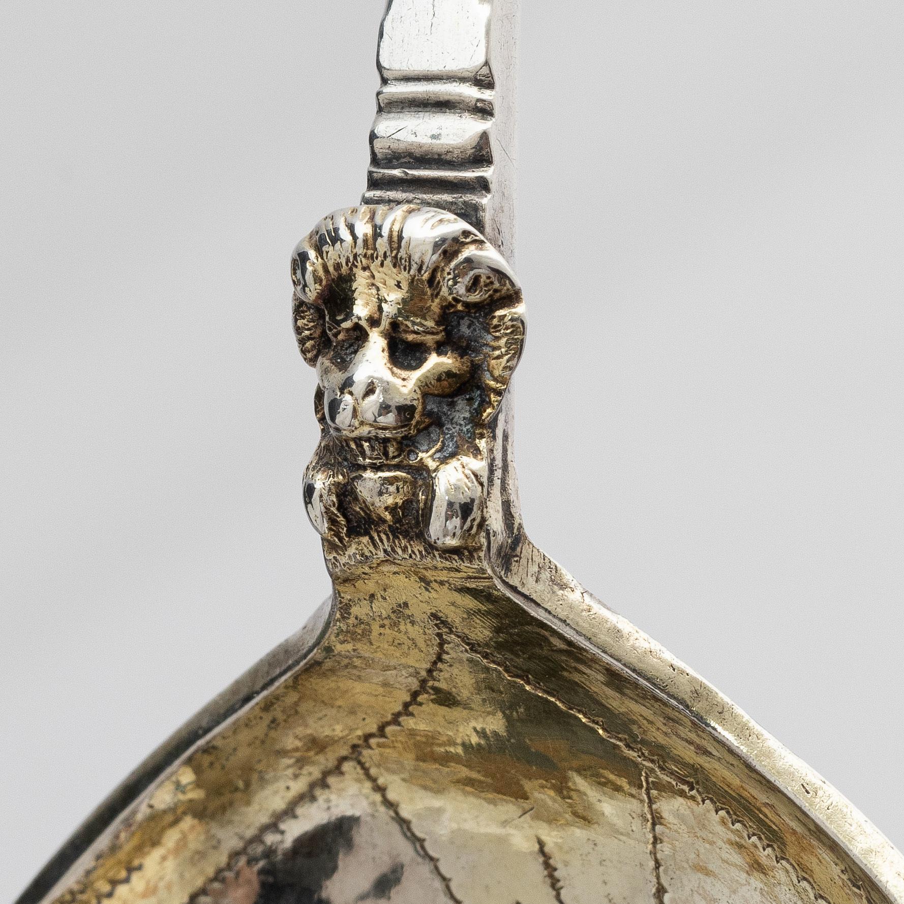 Conrad Heitmüller, sked, delvis förgyllt silver, Nyköping 1775.