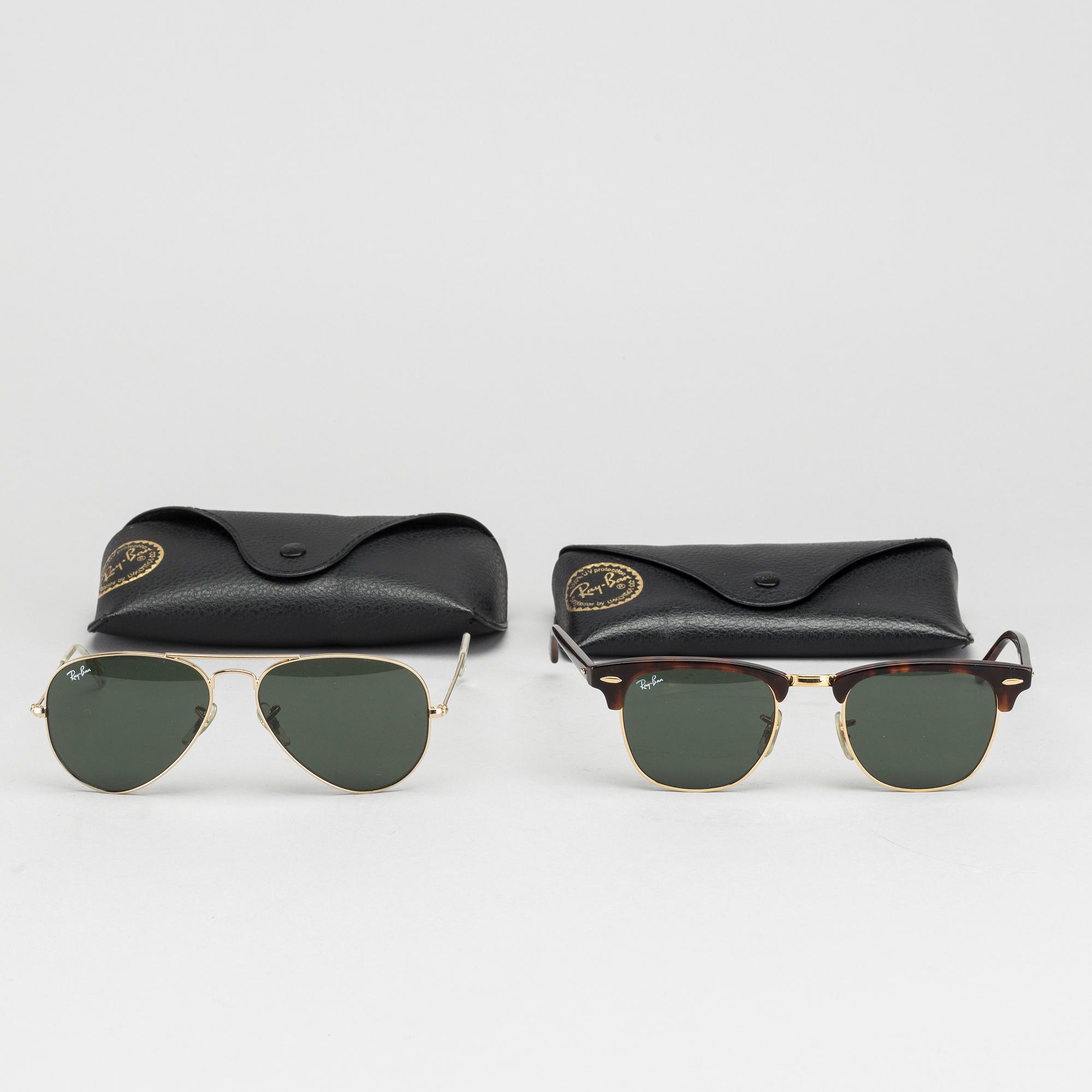 RAY BAN, "Aviator" and "Clubmaster", sunglasses, two pairs.