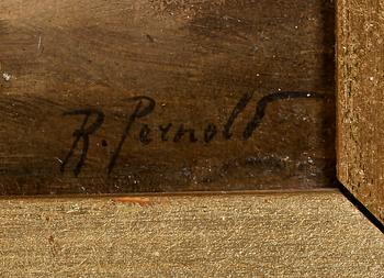 OKÄND KONSTNÄR, olja på pannå, signerad R Pernold, 1800-talets sista del.