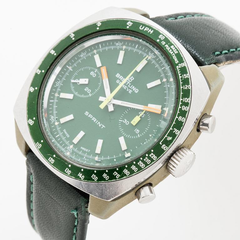 Breitling, Geneve, Sprint, "Pulsations", chronograph, wristwatch, 40 mm.