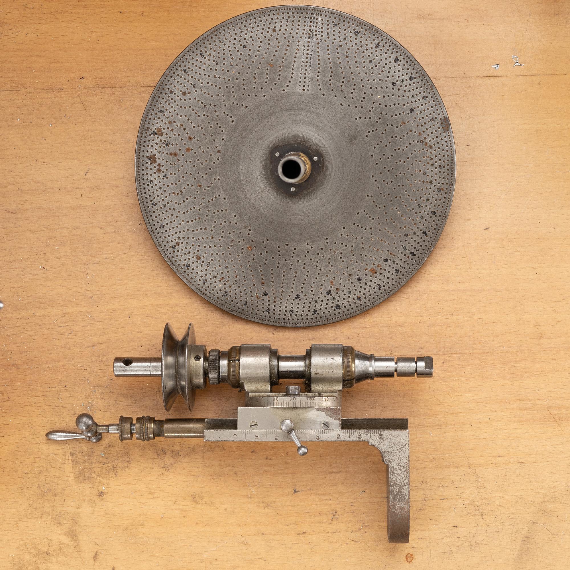 Watchmaking tools and spare parts, including a lathe by Lorch.