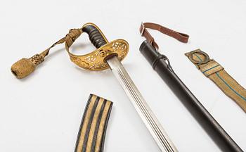 A Swedish cavalry officer's sabre 1893 pattern with scabbard.