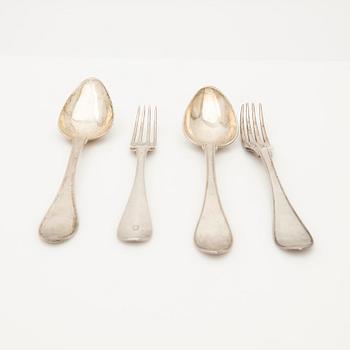 Forks and spoons, 9+7 pcs, Stockholm, 18th-19th century.