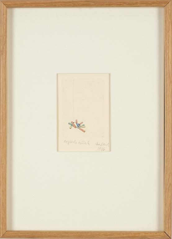 Sten Eklund, coloured etching, signed Sten Eklund and dated 1986.