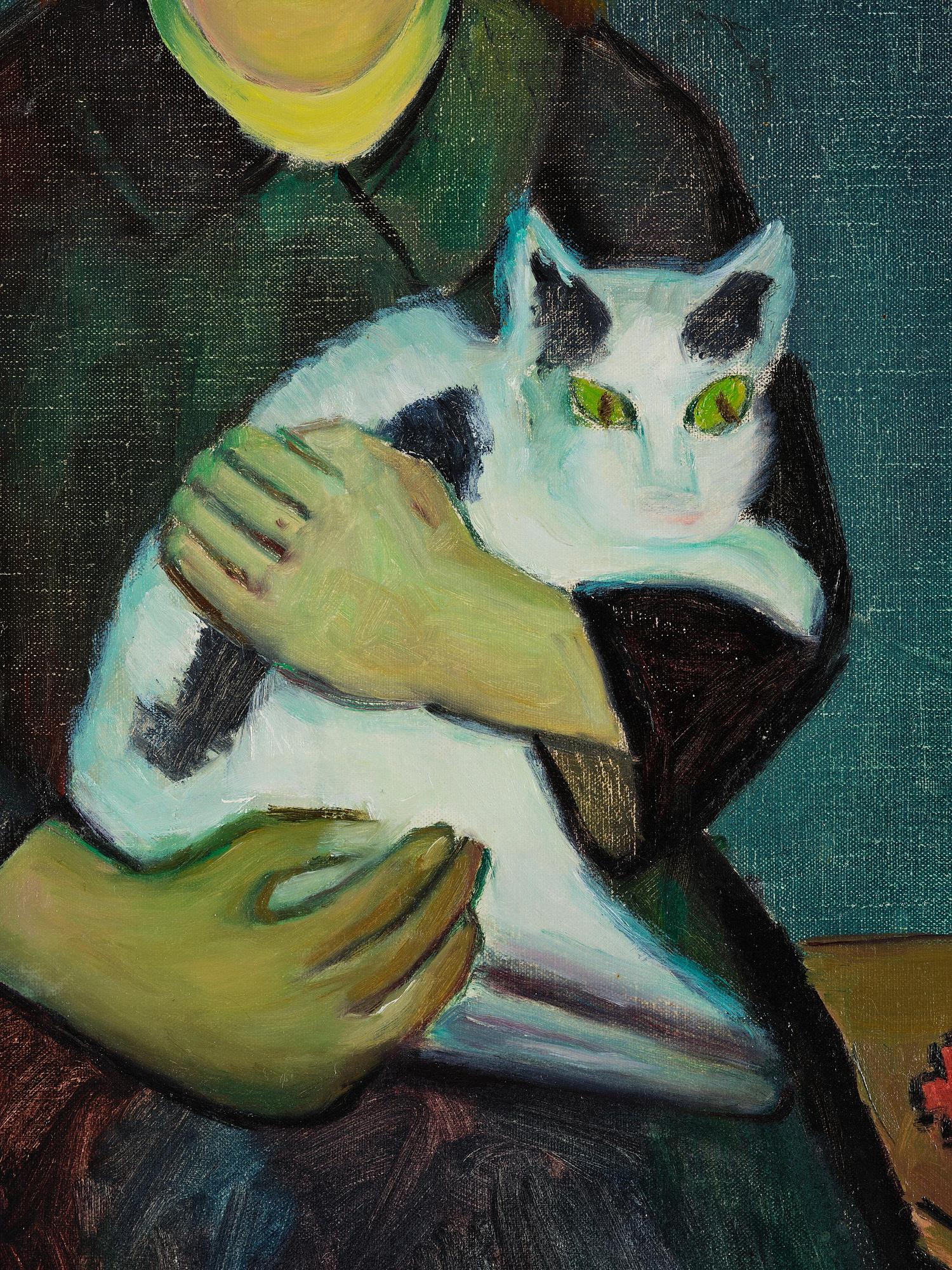 Alvar Lundin, "Flicka med katt och fågel".