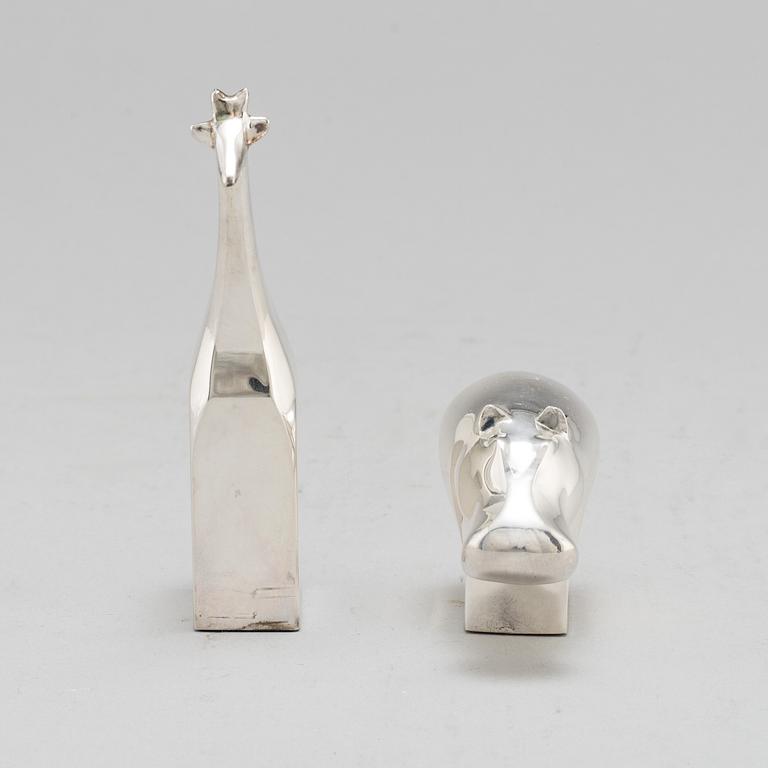 GUNNAR CYRÉN, two silverplated figurines, Danish design, Japan.