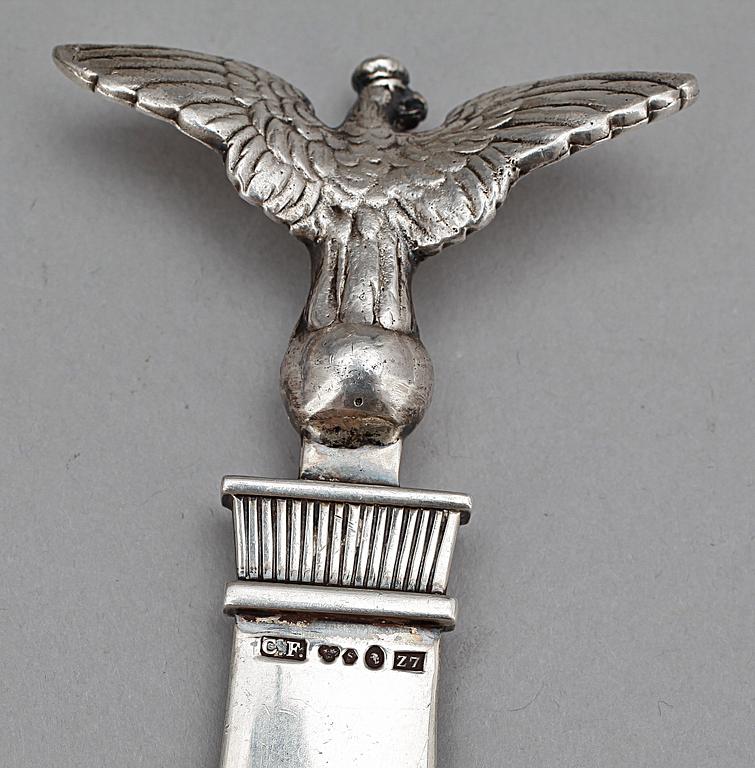 SKRIVSTÄLL, kunglig gåva, 3 delar, silver, Erik Fleming, Borgila 1926, B.H. Edlund, Stockholm, 1922.