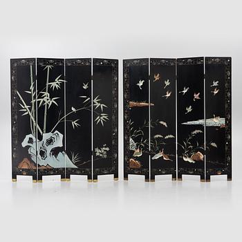 A pair of folding screens, China, second half of the 20th century.