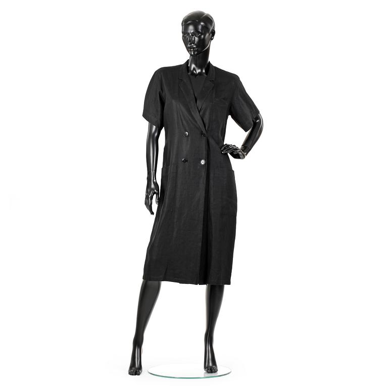 AGNÈS B, a black linen dress.