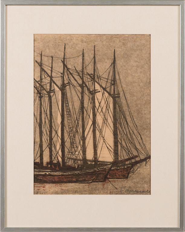 JAAKKO SOMERSALO, woodcut, signed and dated 3/15.