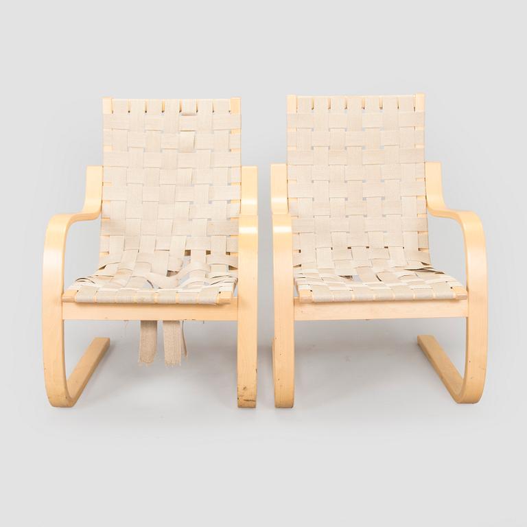 Alvar Aalto, fåtöljer, ett par, modell 406 för Artek 1900-talets slut.