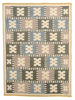 595. CARPET. "Vitsippa". Flat weave. 223 x 166 cm. Signed SB.