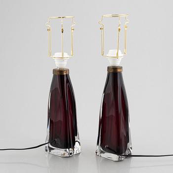 Carl Fagerlund, a pair of model "RD 1323" table lamps, Orrefors, Sweden.