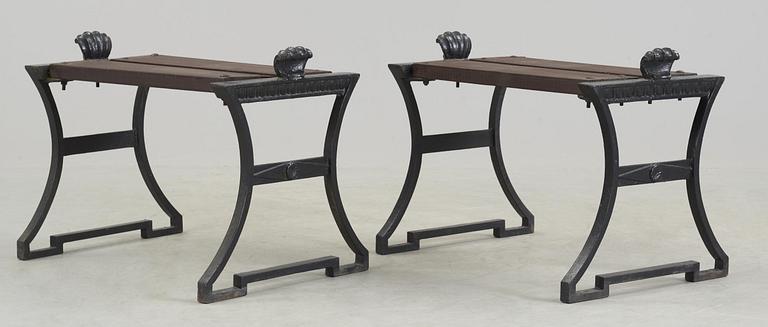 FOLKE BENSOW, taburetter, ett par, "Trädgårdsmöbel no 2", Näfveqvarns bruk.