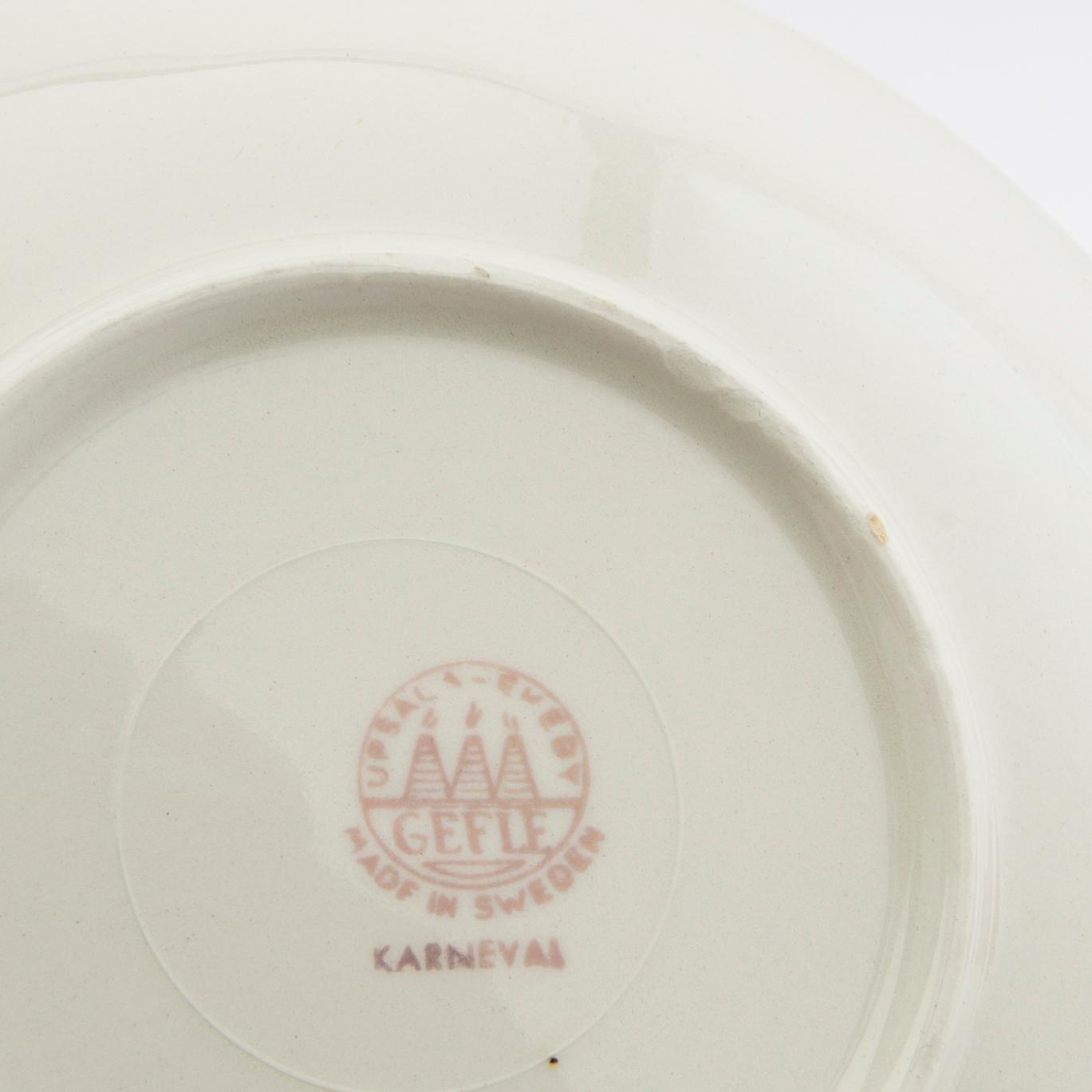Helmer Ringström service 36 pcs "Carnival" for Gefle/Uppsala Ekeby 1940s porcelain.
